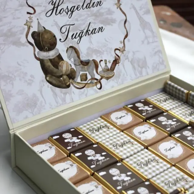 Kişiye Özel İsimli Bebek Çikolatası Kutusu | Hoşgeldin Bebek Hediyesi - Özel Tasarım Hediye Setle...