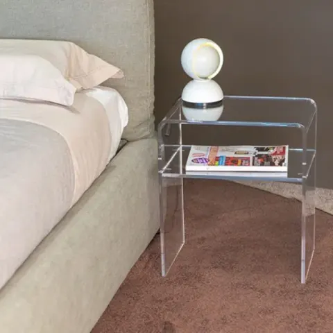 Modern Şeffaf Akrilik Raflı Yan Sehpa - Pleksi Komodin ve Dekoratif Zigon - El Yapımı Hediye &...
