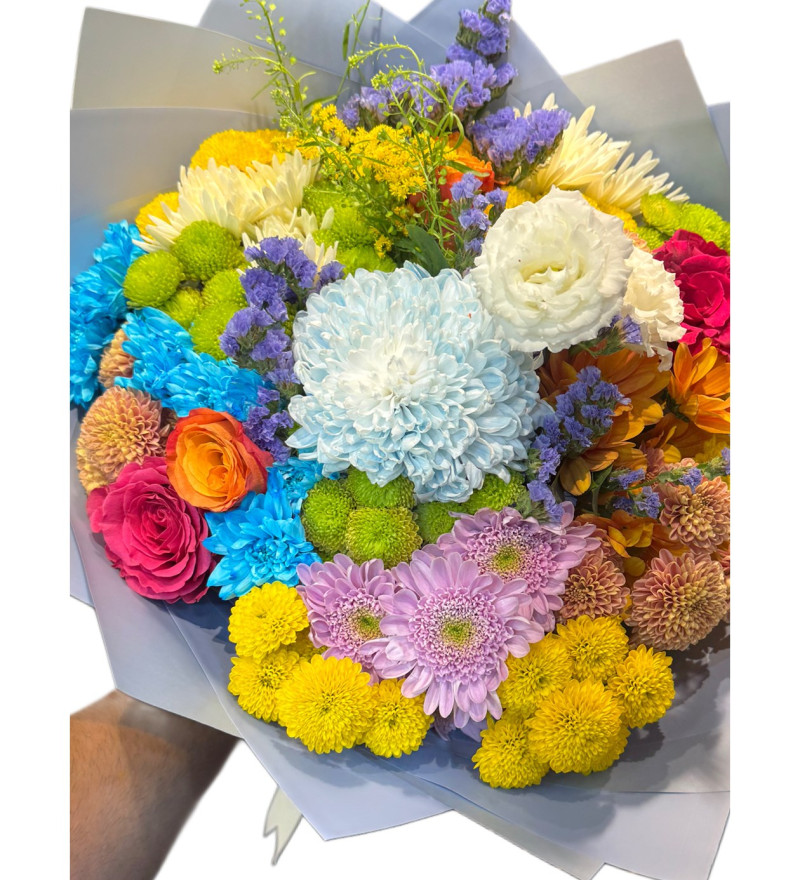 Rengarenk Kasımpatı Buketi – Canlı ve Renkli Çiçek Aranjmanı