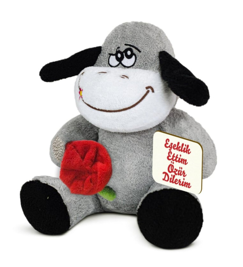 Romantik Peluş Eşek – “Eşeklik Ettim, Özür Dilerim” Yazılı Peluş Oyuncak