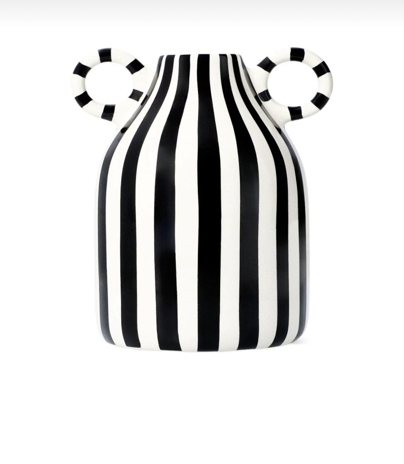 Siyah Beyaz Çizgili Seramik Vazo ile Cesur Şıklığı Yakalayın