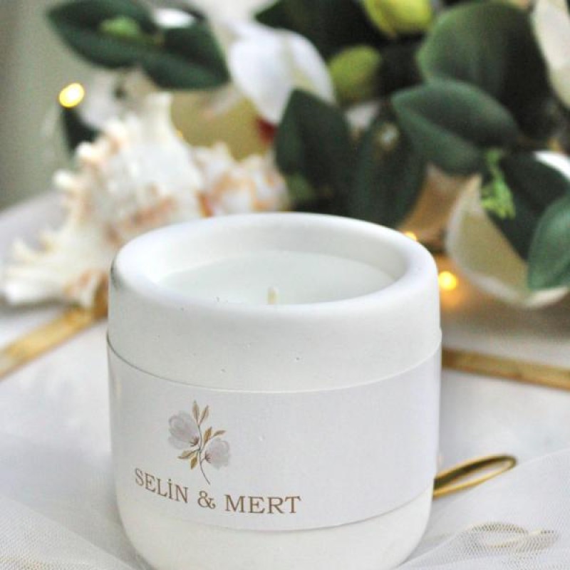 Kişiye Özel İsimli Beton Mum | Minimalist Nikah &amp; Nişan Hediyeliği - Düğün ve Nikah Çiçekleri...