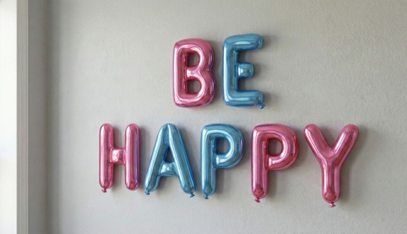 Be Happy Yazılı Folyo Harf Balon Seti - Pembe Mavi Parti Süsü ve Dekor - Seramik ve Soğuk Porsele...