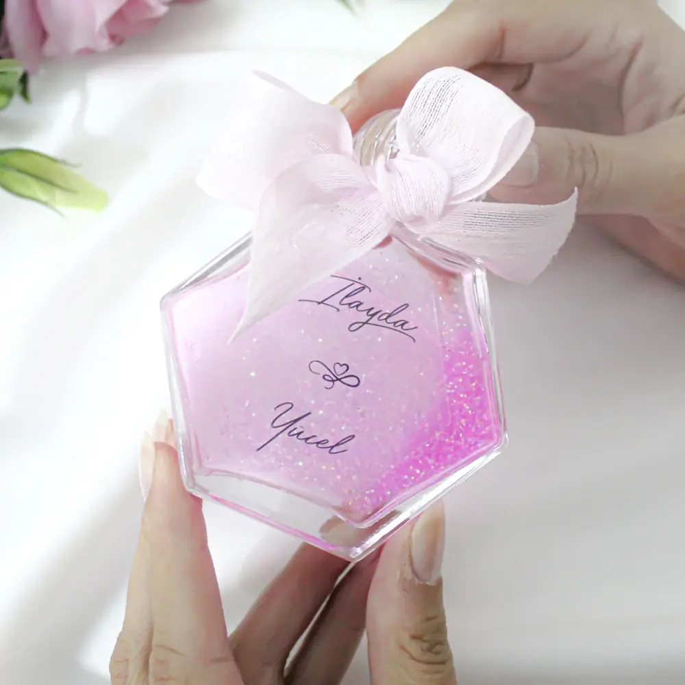 Hediyelik Kolonya Şişesi - Fuşya Sim Süslemeli - Düğün ve Nikah Çiçekleri - İstanbul çiçek siparişi