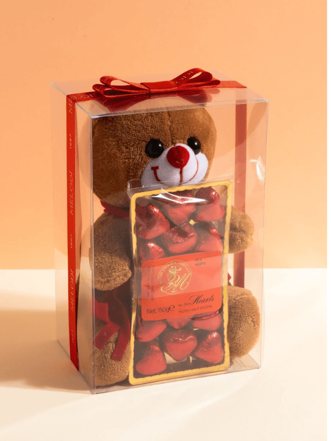 Melodi Sevimli Ayıcık Vela Hearts Hediye Çikolata (150g) - Düğün ve Nikah Çiçekleri - İstanbul çi...